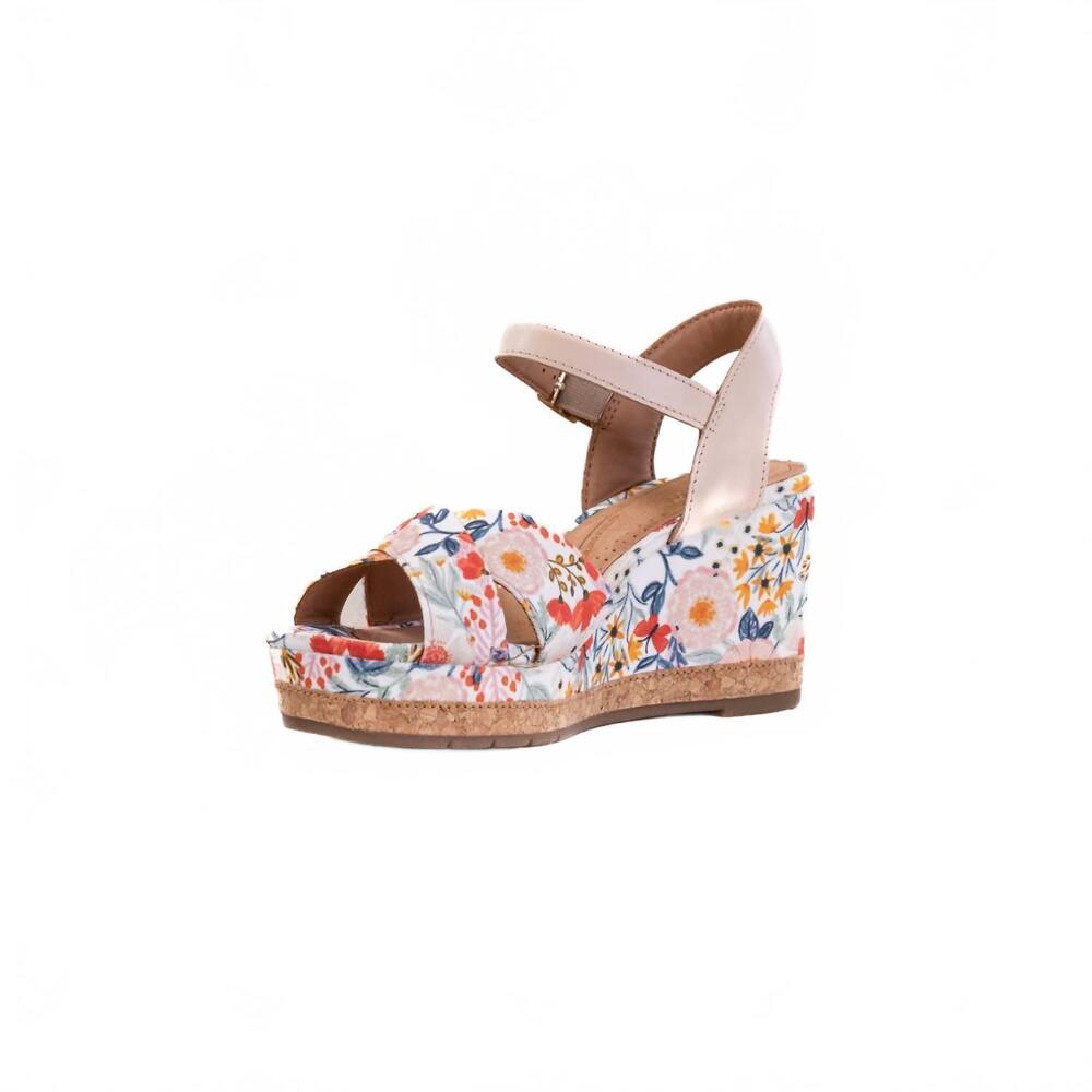 NEW CLARKS women's chicly floral wedge sandal in white - Picture 5 of 7